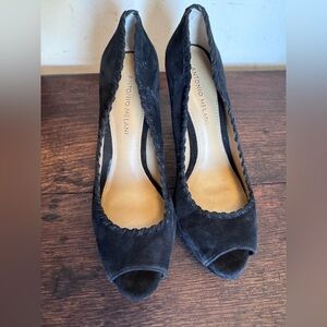 Black Suede Antonio Melani peep toe-  Luna-size 8